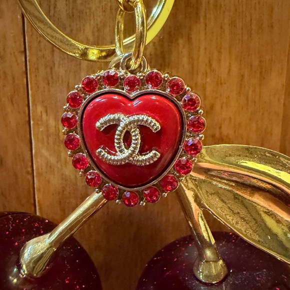 CC Charm Upcycled with Dark Red Cherry Keychain/Bag Charm 🍒 - Picture 4 of 9